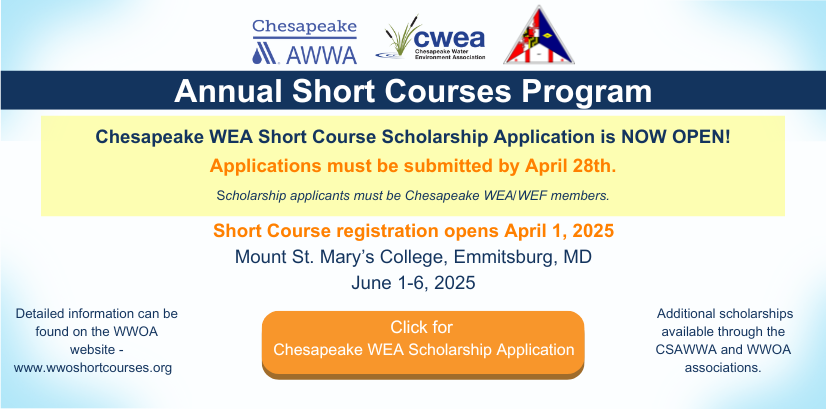 ChesapeakeWEA (@chesapeakewea) on Twitter photo Scholarships are now available for eligible participants for the Annual Short Courses.  
If you have any specific questions or need help with the application process, feel free to ask!
ow.ly/TB2j50VqSeS Scholarships are now available for eligible participants for the Annual Short Courses.  
If you have any specific questions or need help with the application process, feel free to ask!
ow.ly/TB2j50VqSeS