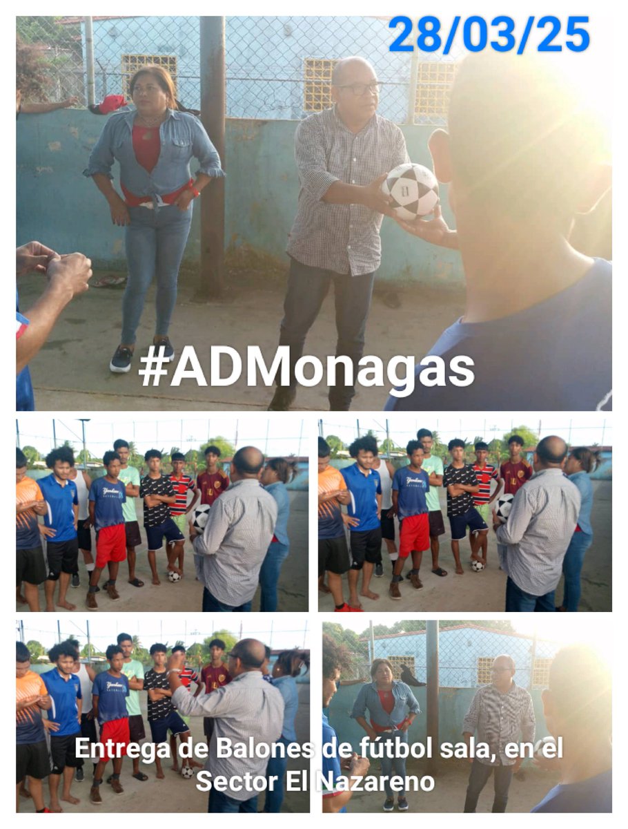 JuanEspinoza_13's tweet photo. #28Mar| Esta tarde visitamos El Nazareno, Parroquia Las Cocuizas, entregando balones de Fútbol Sala a los deportistas de la zona. #ADMonagas siempre presente en los Sectores Populares de #Maturín, apoyando el deporte.
¡Vente pa' tu casa!
Juan Espinoza
Sec. Gral. AD https://t.co/4rqiQiakxF