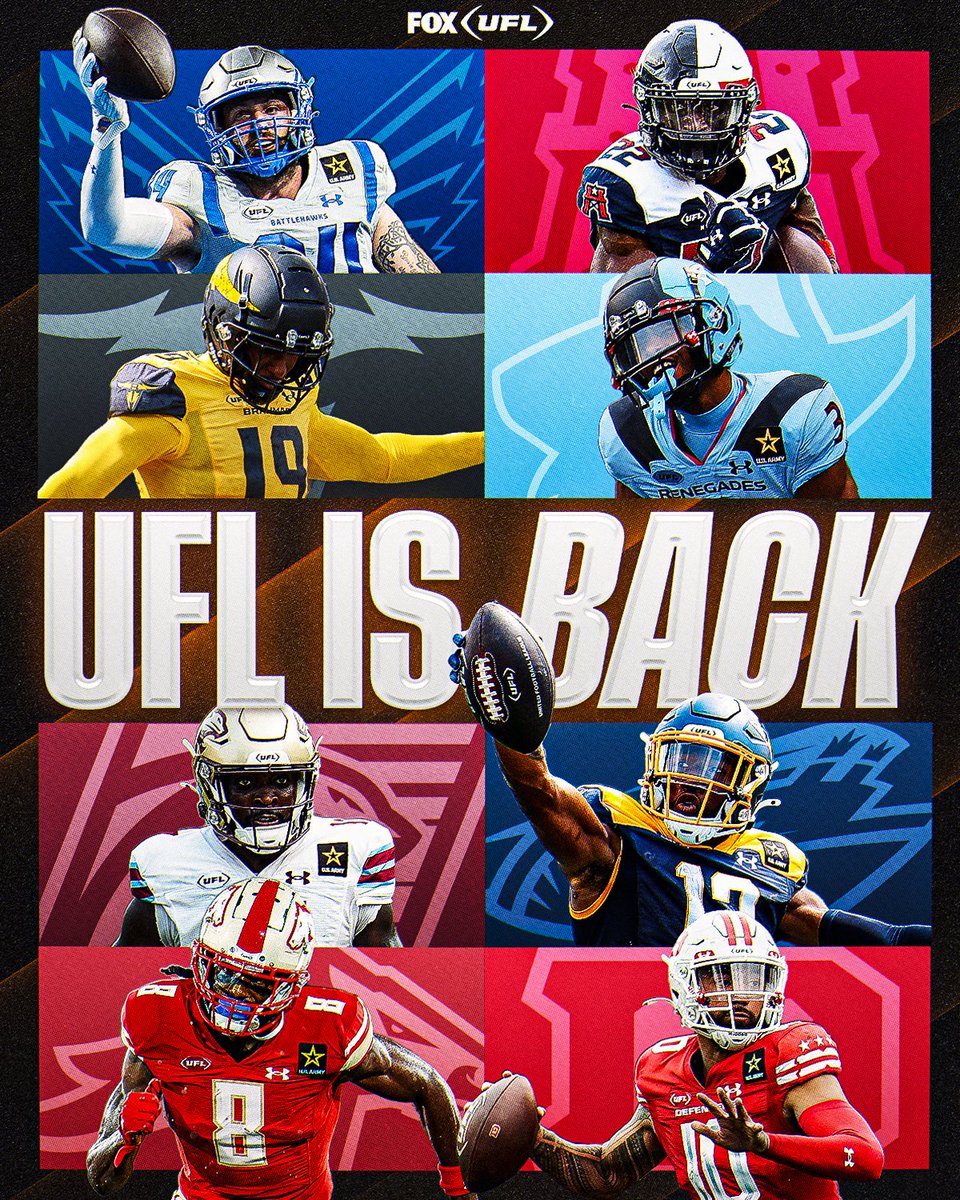 UFLonFOX's tweet image. FOOTBALL IS BACK 🔥
THE 2025 UFL SEASON KICKS OFF NOW ON FOX 🔥🙌