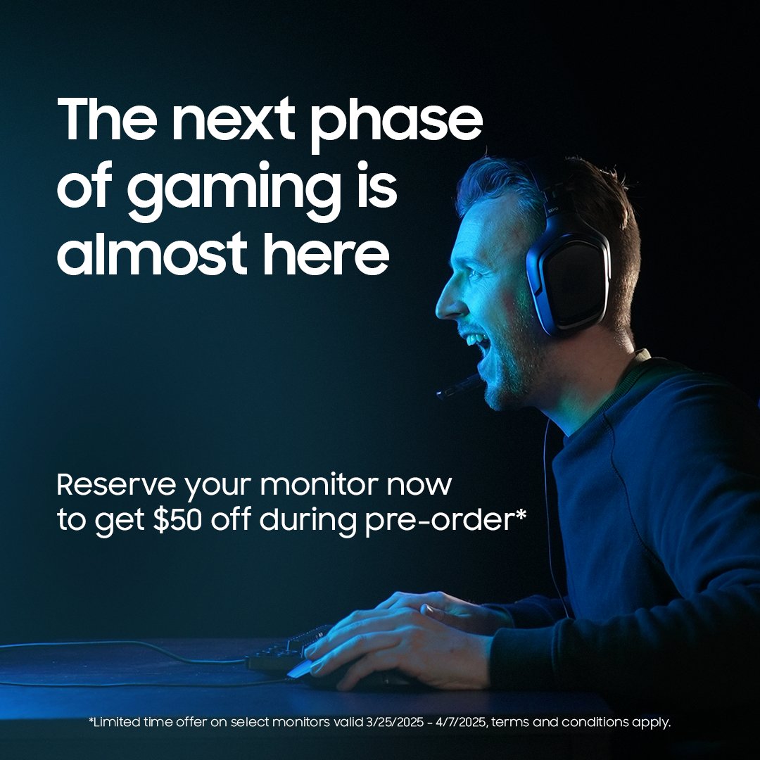 SamsungUS's tweet image. Epic, redefined. You won't believe it, until you see it 👀 Reserve now so you don’t miss out on more drops from the #1 monitor brand in the U.S. 3 years in a row: bit.ly/4l8dO9E

#Samsung #GamingMonitor