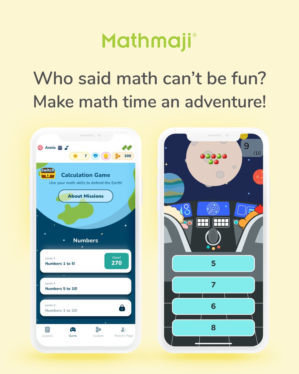 mathmaji_usa's tweet image. Turn learning into a fun-filled journey with interactive games that make numbers exciting. Who’s ready to solve this space mission?🚀🌙

Download Mathmaji today on the App Store and Google Play!📚

#mathmaji #mathmadefun #mathmadeeasy #kidslearning #mathlearning #homeschoolfun
