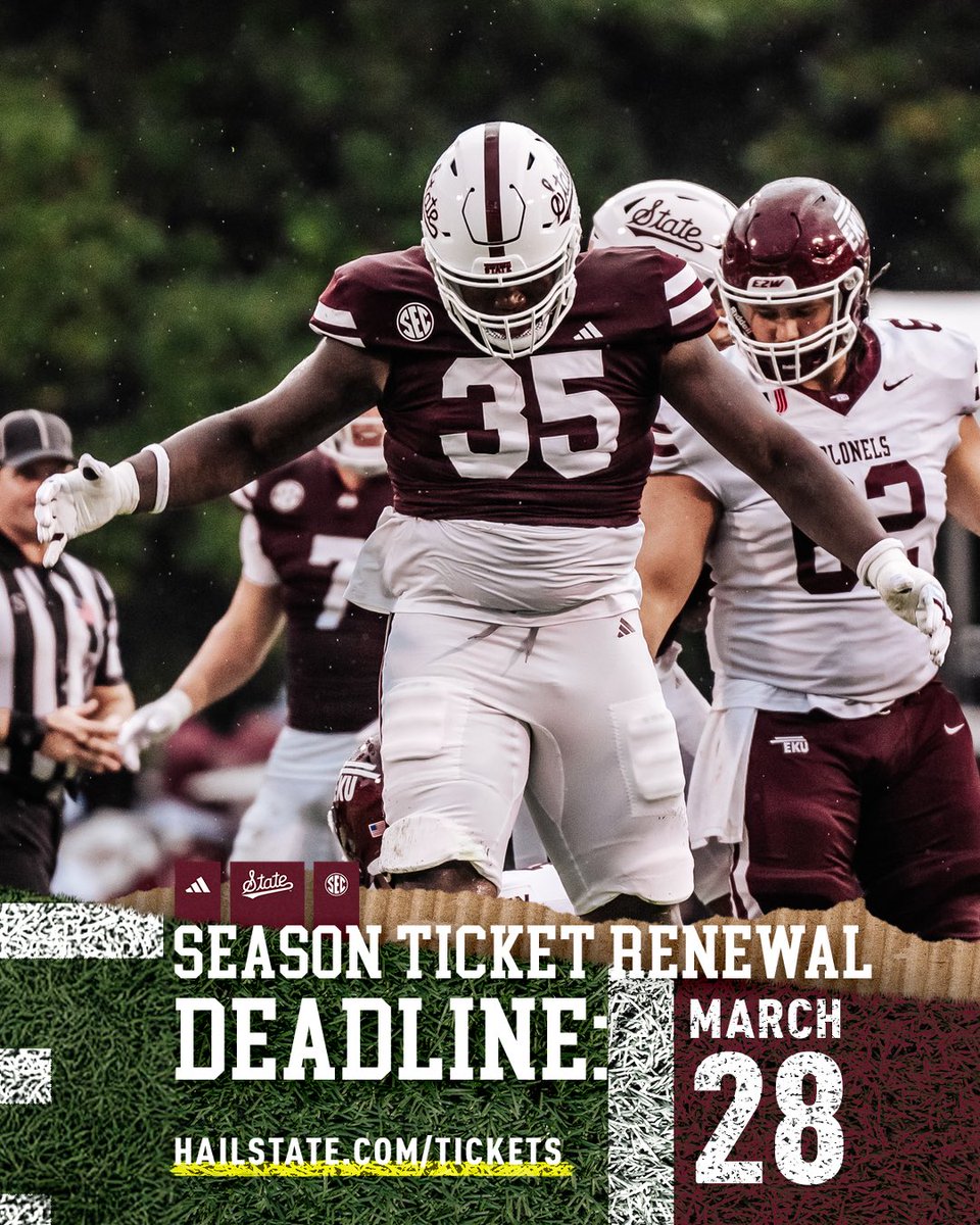 I'm locked in for the 2025 season. Are you? The ticket renewal deadline is today! HAIL STATE🐶 hailst.at/2025Renew