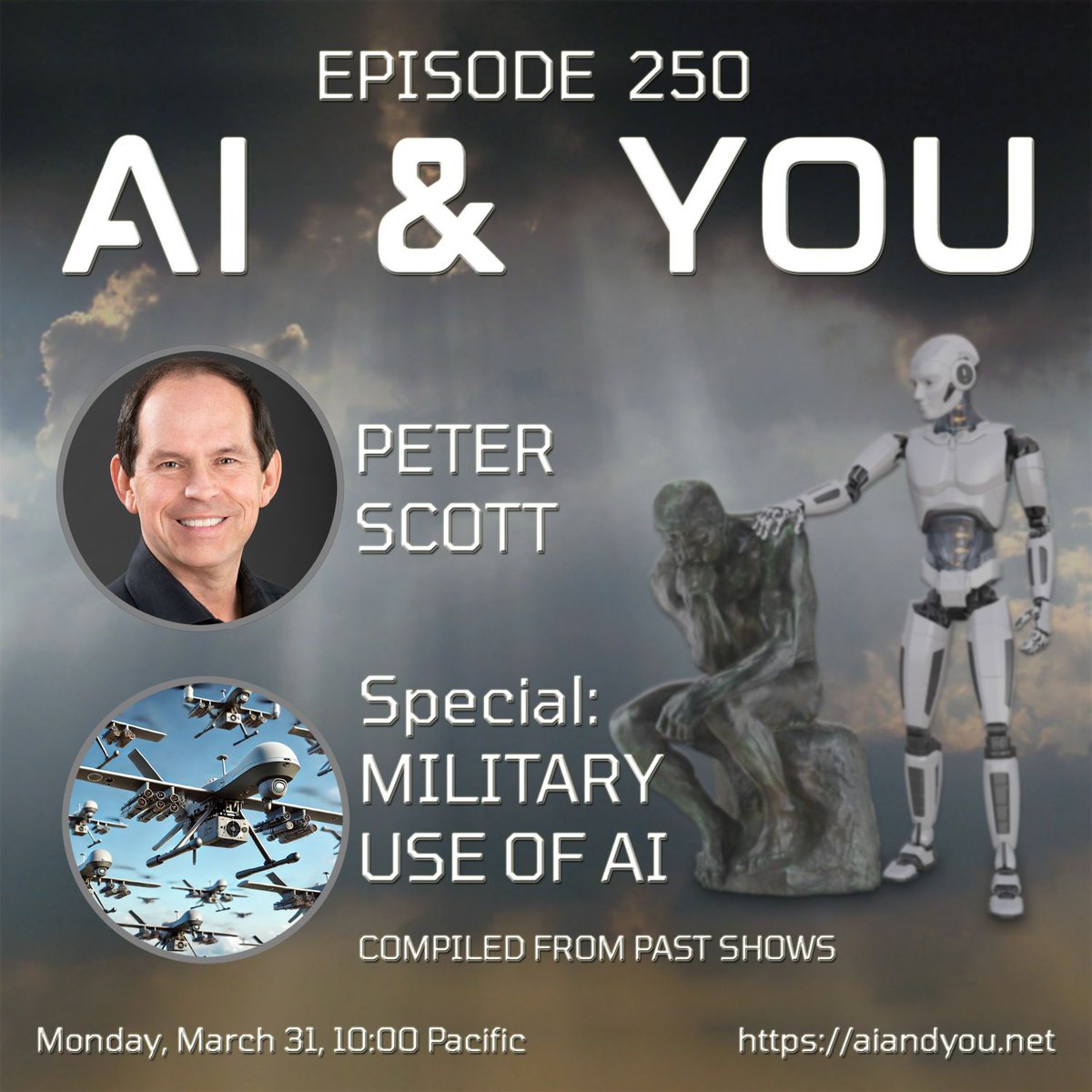 Peter Scott (@peterjscott) on Twitter photo Special episode collecting guest analyses of #AI military use: <a href="/PeterAsaro/">Peter Asaro</a>, Stuart Russell, <a href="/drfranksauer/">Frank Sauer</a>, Tony Gillespie, <a href="/RajivMessage/">Rajiv Malhotra</a>, <a href="/DavidBrin/">𝐃𝐚𝐯𝐢𝐝 𝐁𝐫𝐢𝐧</a>, <a href="/romanyam/">Dr. Roman Yampolskiy</a>,
Jaan Tallinn, <a href="/Manderljung/">Markus Anderljung</a>. We talk autonomy, treaties, control, more.
Link here Mon 10 AM PDT.
aiandyou.net Special episode collecting guest analyses of #AI military use: <a href="/PeterAsaro/">Peter Asaro</a>, Stuart Russell, <a href="/drfranksauer/">Frank Sauer</a>, Tony Gillespie, <a href="/RajivMessage/">Rajiv Malhotra</a>, <a href="/DavidBrin/">𝐃𝐚𝐯𝐢𝐝 𝐁𝐫𝐢𝐧</a>, <a href="/romanyam/">Dr. Roman Yampolskiy</a>,
Jaan Tallinn, <a href="/Manderljung/">Markus Anderljung</a>. We talk autonomy, treaties, control, more.
Link here Mon 10 AM PDT.
aiandyou.net