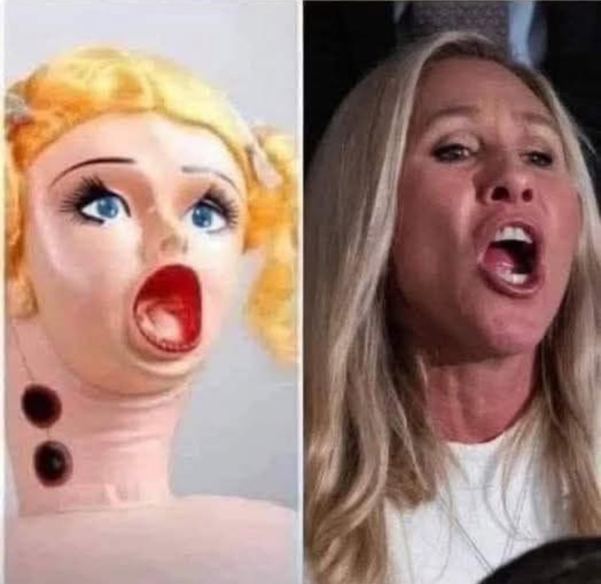 Let’s play spot the difference.
Identify the real <a href="/mtgreenee/">Marjorie Taylor Greene 🇺🇸</a> 
Your time starts now!