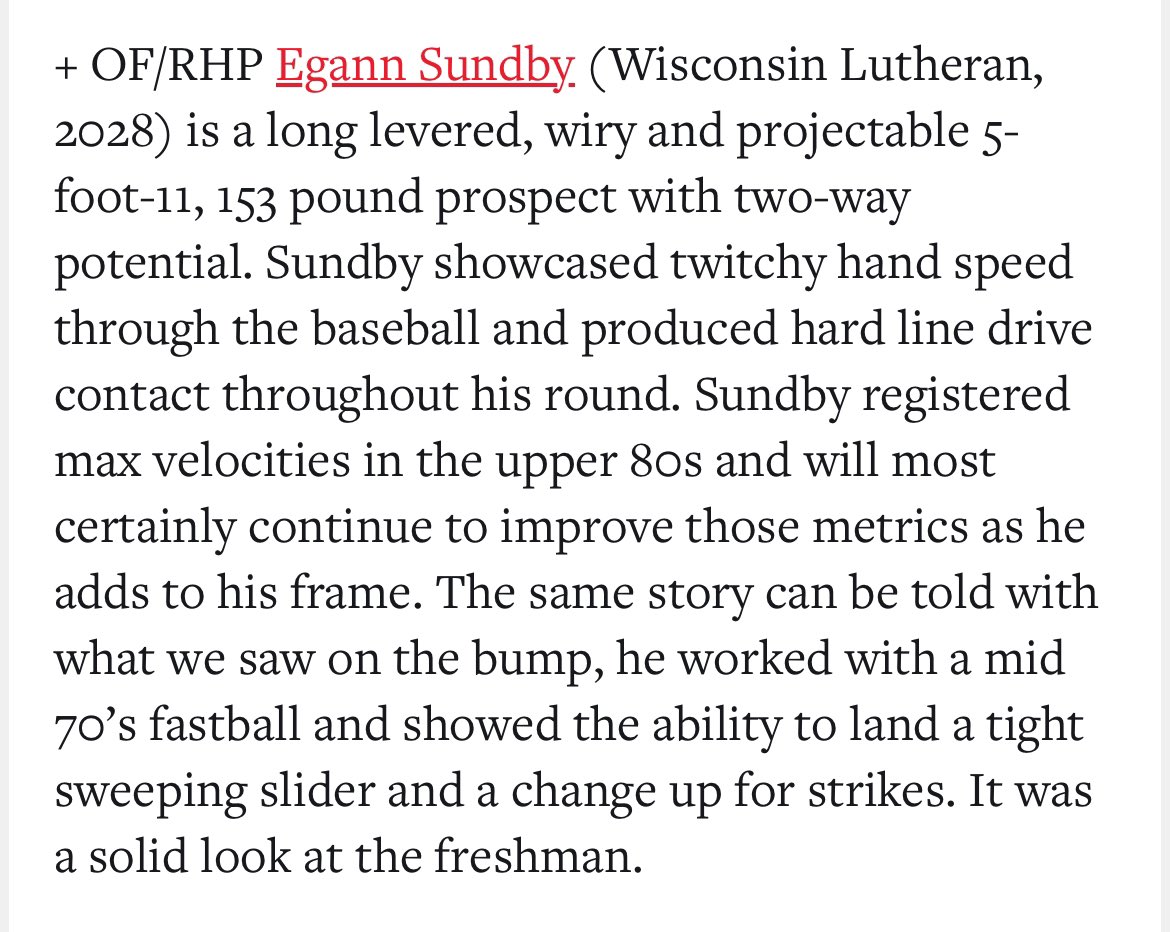 EgannSundby's tweet image. Thank you @PrepBaseballWI for the write up! Very excited to get my high school games started next week! 

@MidwestHalos @WL_VikingBsball