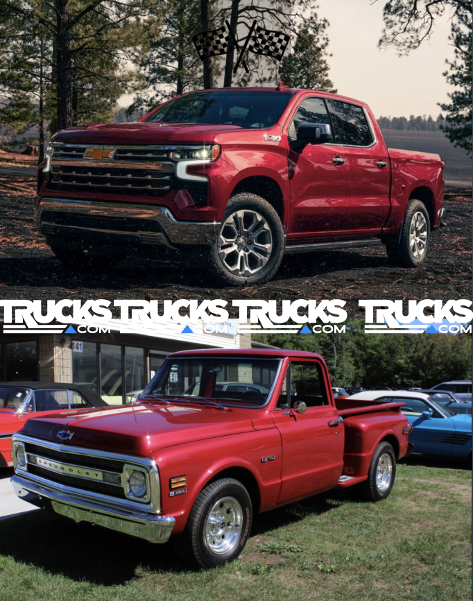 Classic or Tech Takeover? : Is it the chrome-bumper glory of the '70 C10, or the "my truck has more screens than your living room" 2025 Silverado? 

Visit trucks.com, linkedin.com/company/trucks… today!

 #TrucksDotCom #Chevy