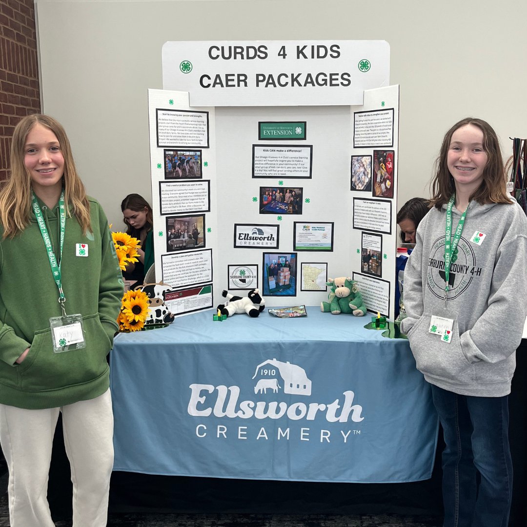 Meet young leaders Katy and Lauren! They tackled hunger in their community by donating locally produced cheese curds to the <a href="/CAERFoodShelf/">CAER Food Shelf</a>. Their inspiring story is just one of many shared at the #ServiceLearning Conference in #Minnesota. <a href="/nylcorg/">NYLC</a> <a href="/4H/">4-H</a>