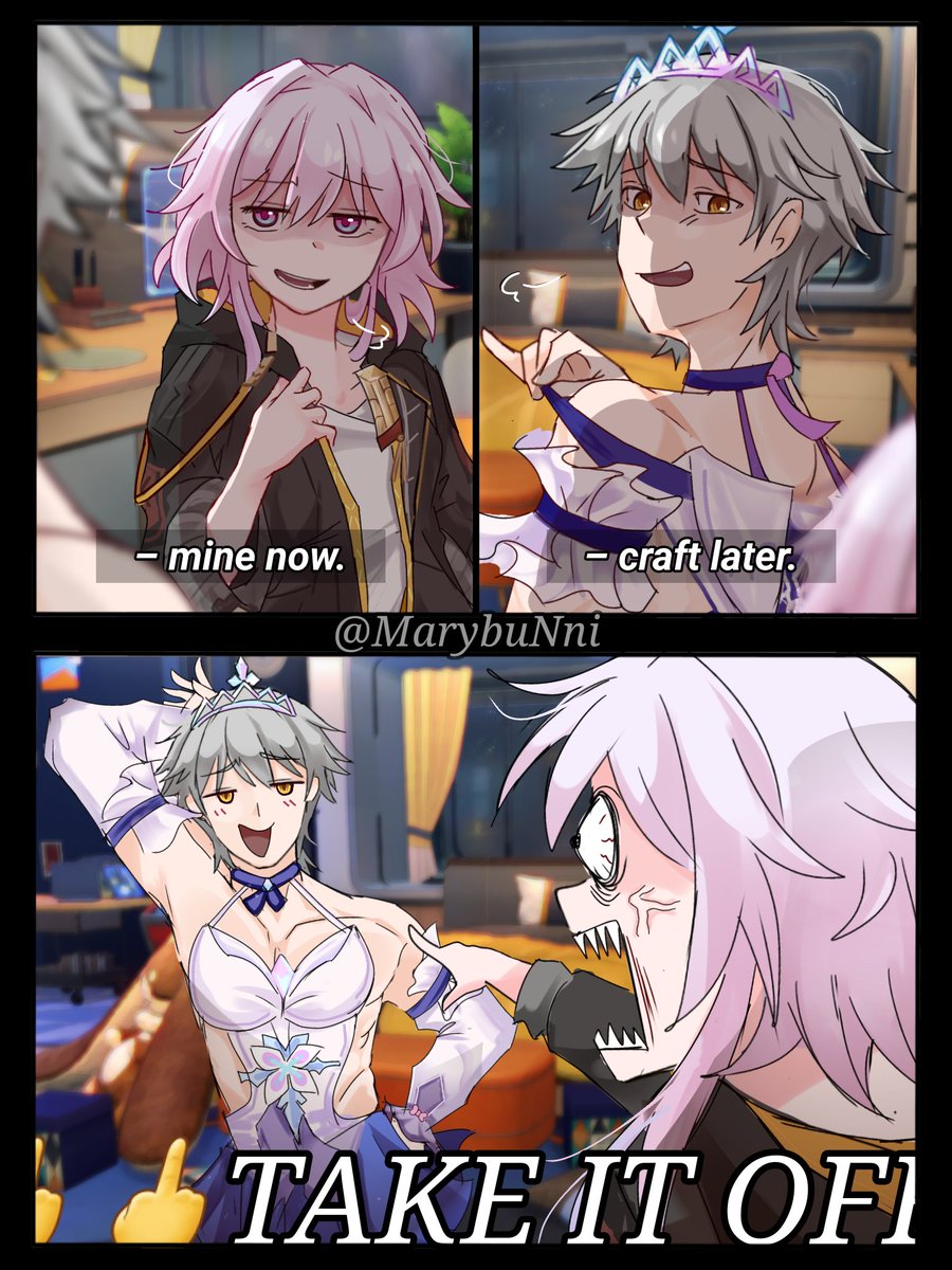 Stealing clothes 

#HonkaiStarRail #March7th #Caelus #caemarch
