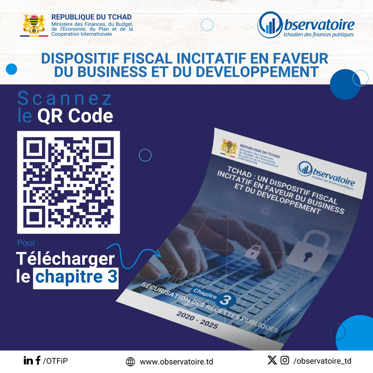 Observatoire_TD's tweet image. 📌Découvrez le Chapitre 3 du Dispositif fiscal incitatif en faveur du business et du développement : Sécurisation des Recettes Publiques.💡

🔗 Accédez au document ici 👉 bit.ly/DispoFiscal_Ch…

📢 Partagez ! 🔄
#FiscalitéTchad #TransparenceFinancière #DéveloppementÉconomique