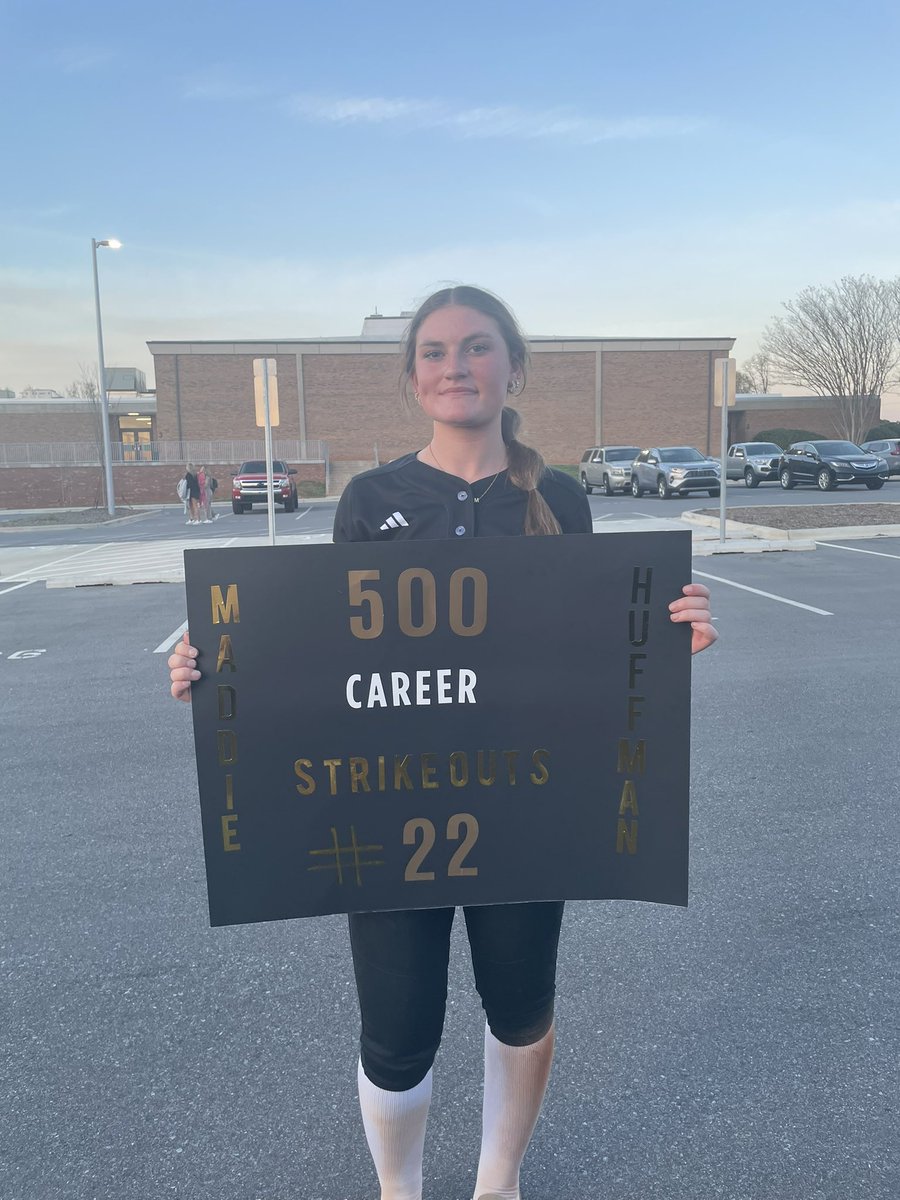 Reached 500 high school career strikeouts tonight and 100 strikeouts for my junior season!🙌 <a href="/CatamountSB/">Western Carolina Softball</a> <a href="/Clift_coach/">Jim Clift</a> <a href="/Mads_Arm2Strong/">Maddie Armstrong</a> <a href="/JeralynnWells/">Jeralynn_Wells</a> <a href="/KMHS_Athletics/">Kings Mountain High School Athletics</a>