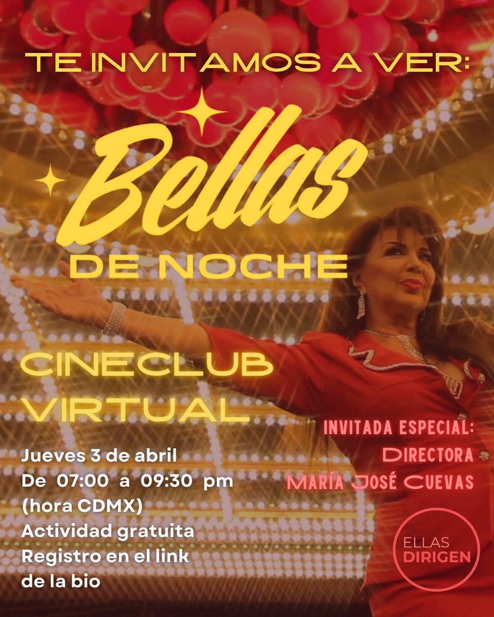 ¡Estamos de vuelta! 💜 Tenemos una cita el próximo jueves para ver el documental "Bellas de noche", después platicaremos con la directora María José Cuevas, regístrate aquí y no te lo pierdas➡️ forms.gle/irS8x6fhjhLh52…