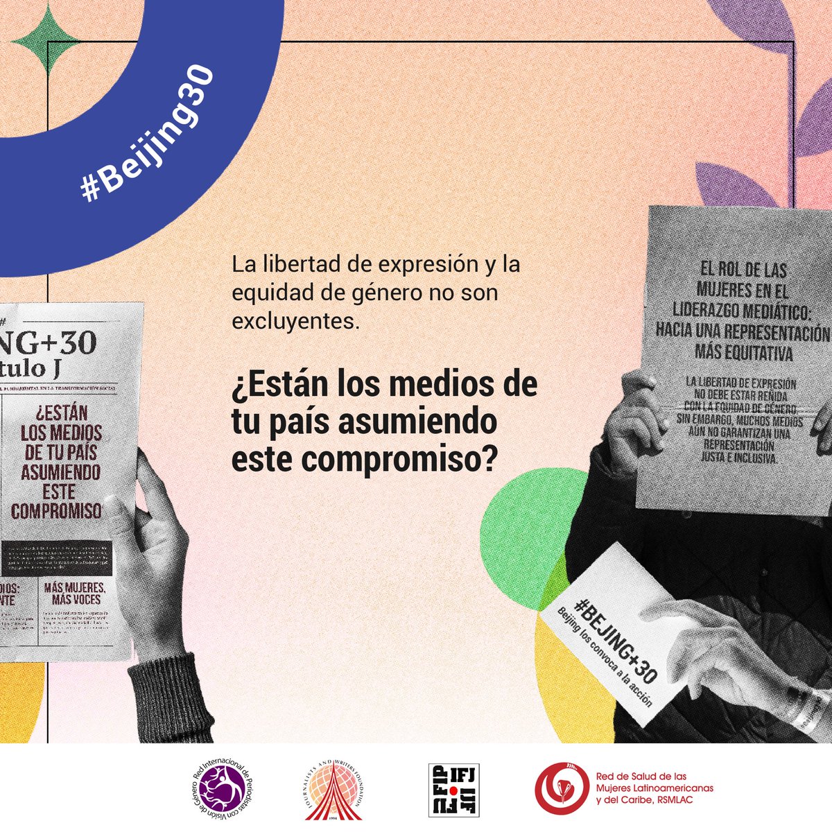 #CapítuloJ #Beijing30 #RIPVG #MujeresPeriodistas 
📣 El cambio en los medios no se logra solo con palabras. Los medios de comunicación deben impulsar la capacitación y garantizar participación equitativa; y los gobiernos garantizar medios más equitativos. 
¡Es hora de actuar!