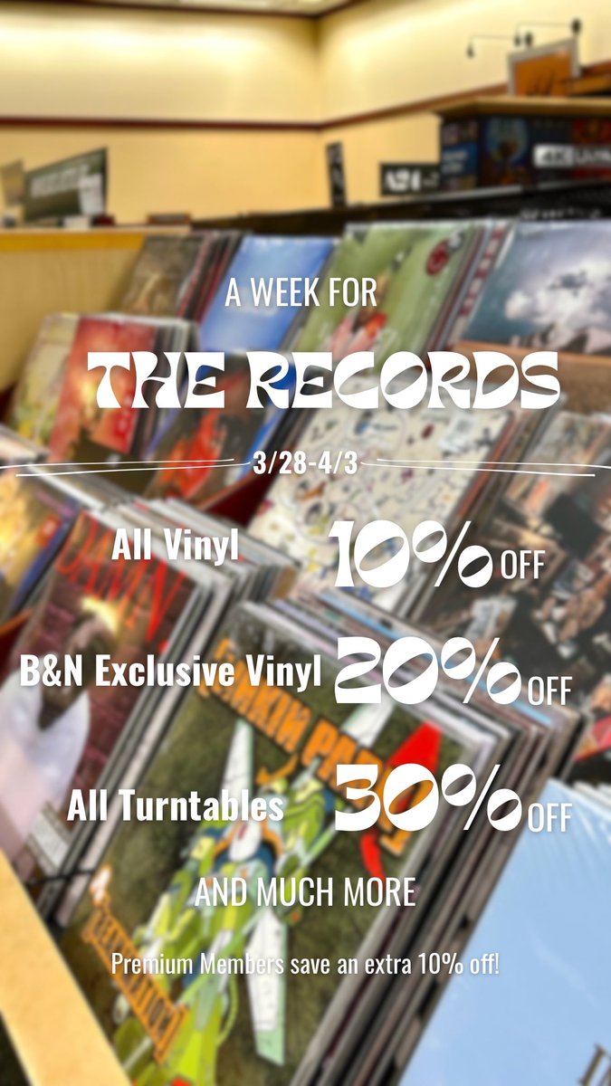 BN_Orem's tweet image. Come join us for our vinyl sale going on until the 3rd!! You won’t want to miss it!
-
-
#bnorem #bn236 #barnesandnoble #music #vinyls #records #musiclover #vinylsale