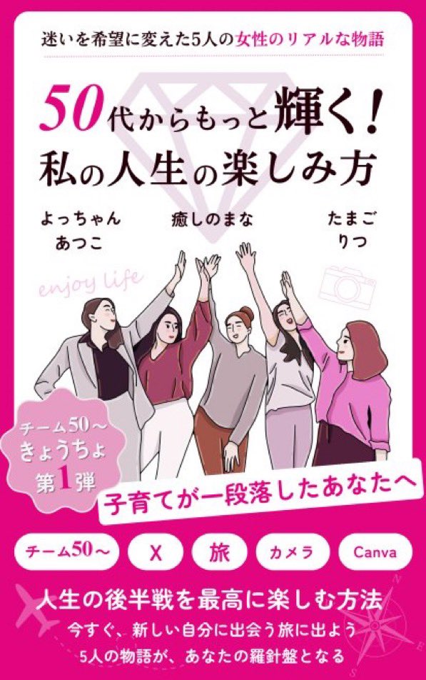 【新刊出ました】

若い頃は50代っておばあちゃんだと
思ってました😅

でも、自分がいざなってみると
「あれ？おばあちゃん？」
全然そんな気しないんです。

全く違う分野の5人で一冊の
本を作りました📕

ぜひご覧下さい♪
31日まで99円セールやってます。

amzn.asia/d/hIyan8o