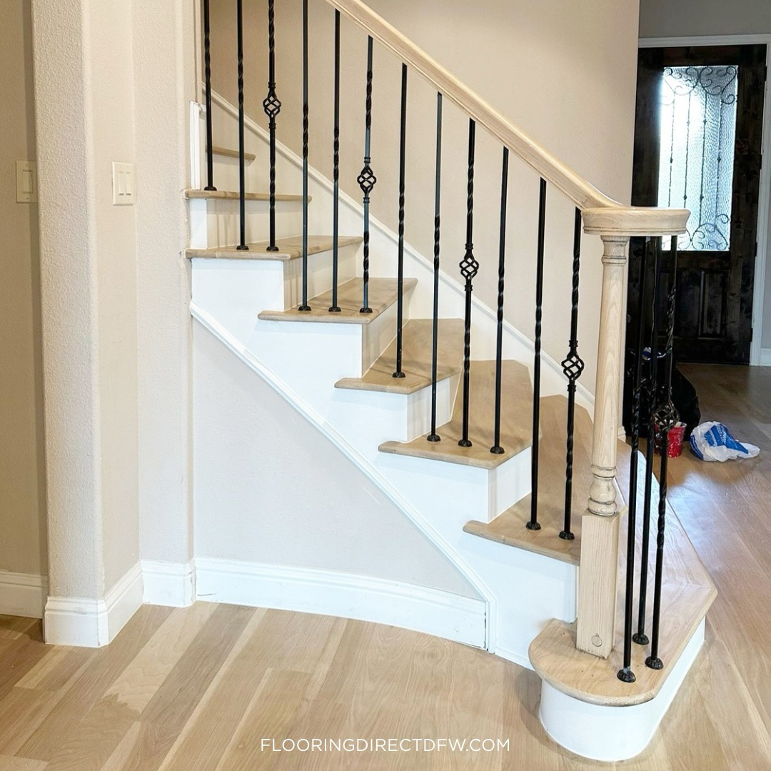 Weekend goals: a staircase that steps it up.✨ 

Stunning floors, expert install, and 0% financing with approved credit. Ready for a fresh look? Tap to schedule your free in-home estimate! flooringdirectdfw.com