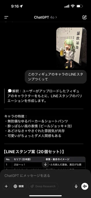 出来はどうあれ、こんな雑な指示でLINEスタンプできるのすごいな。 