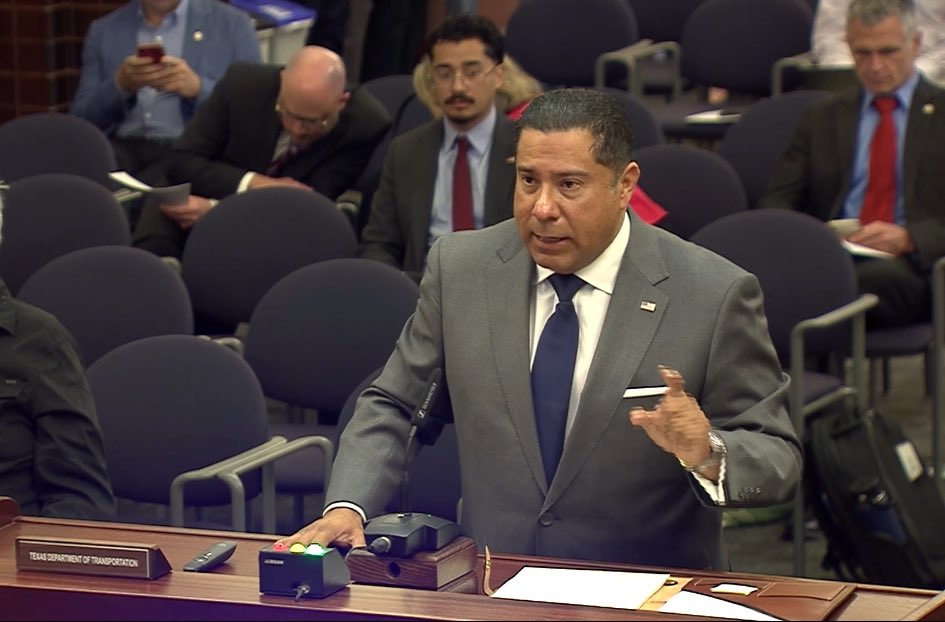 EMCStratGroup's tweet photo. EMC Strategy Group President &amp; CEO Ernie Gonzalez presented before the Texas Transportation Commission to bring awareness about the need for expanded infrastructure to support safety &amp; economic development in the Permian Basin, specifically in Reeves County and Pecos. https://t.co/5HrnXr2TLu