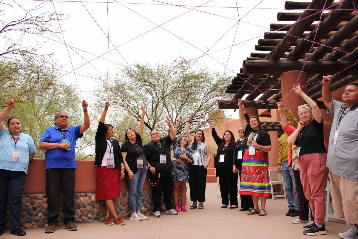 FNDI303's tweet image. As our two days together draw to a close, our Native Arts community partners reflect on the connections they forged, the similarities they discovered, and the interwoven network of Indigenous cultural organizations that are preserving Native lifeways. 🧶 #KnowledgeThatsNative