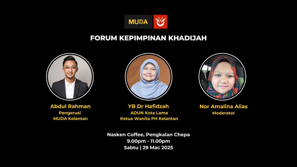 Ingin terlibat bersama dalam forum dan diskusi ini? Berikut adalah maklumat lokasi acara:

Kemasukan adalah *PERCUMA* daftar di link ini - forms.gle/axz9oa1GguyE7X…

Boleh hubungi saudara Khai - 011 5666 3878

#MUDAkelantan #DimensiBaruDiKotaBharu