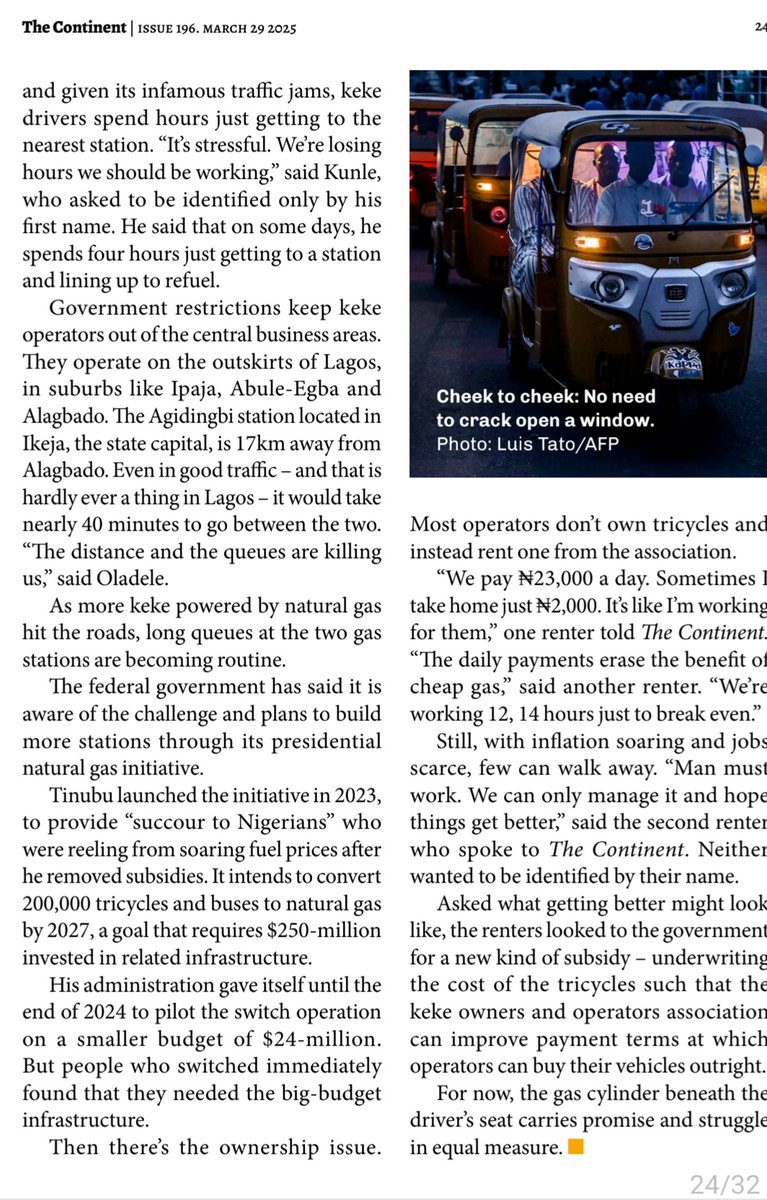 Adio john (@_adiojohn) on Twitter photo For <a href="/thecontinent_/">The Continent</a> , I wrote about the introduction of CNG tricycles in Lagos, the advantages *whispers, the gas is cheap, and the "potholes" slowing down widespread adoption. For <a href="/thecontinent_/">The Continent</a> , I wrote about the introduction of CNG tricycles in Lagos, the advantages *whispers, the gas is cheap, and the "potholes" slowing down widespread adoption.