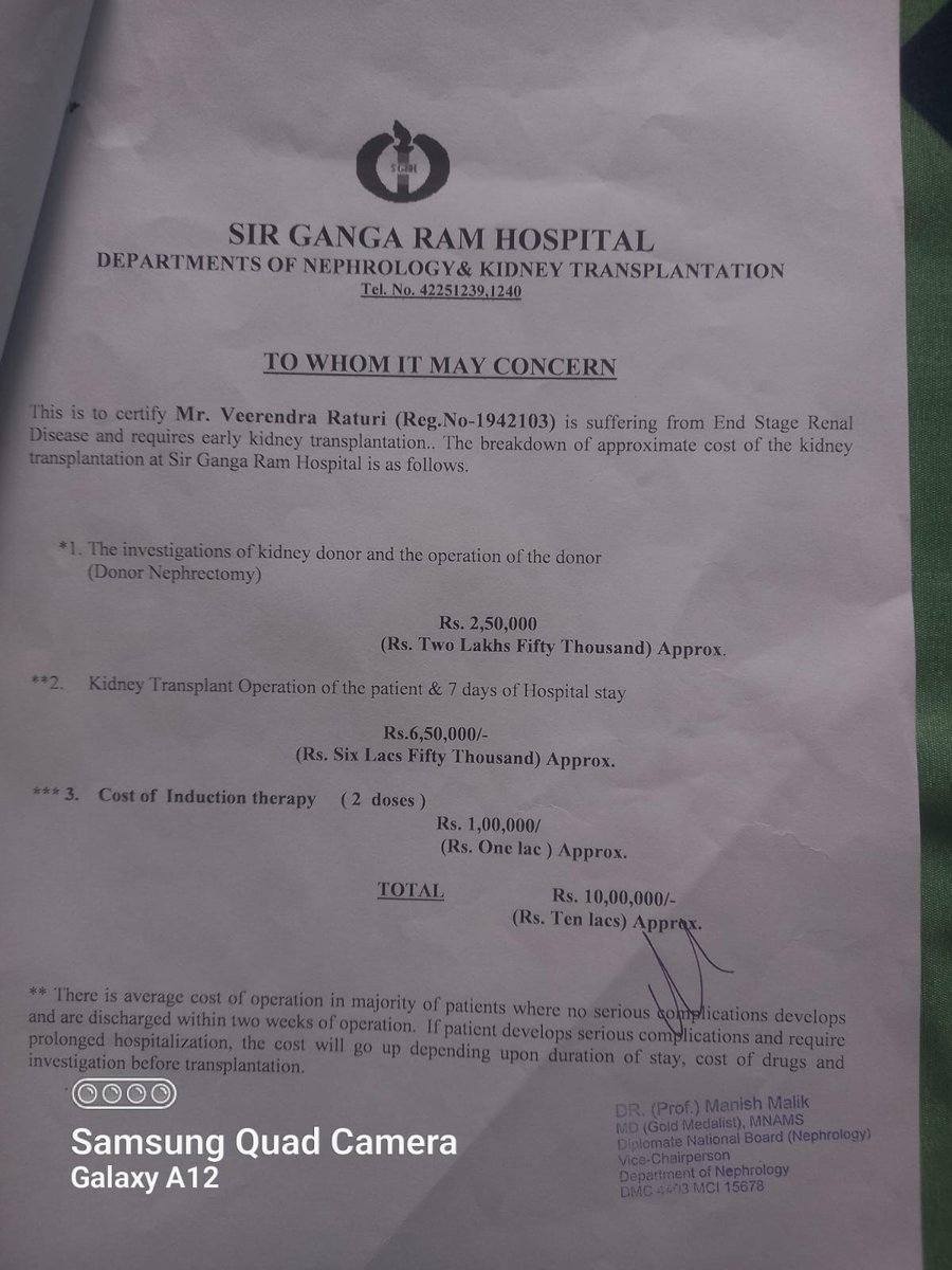 RAKESHRATURI5's tweet photo. @myogiadityanath  Dear sir ,

My elder brother is suffering from kidney desease and doctor advised for kidney transplant which cost is approximately 10 lacs except medicines and pre hospitalization tests and other charges . We request financial support from your end .

Thanks https://t.co/R8r7LChqCm