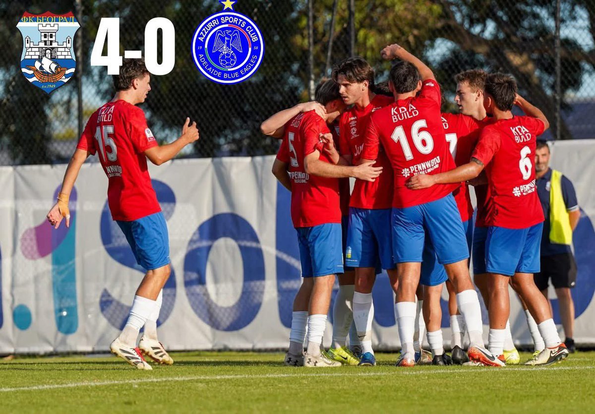 FK Beograd (@fk_beograd) on Twitter photo Through to the next round with an emphatic 4-0 win over Adelaide Blue Eagles in Round 4 of the South Australia Preliminary Round of the Australia Cup!
FK Beograd 4-0 Adelaide Blue Eagles
Goalscorers: Boselli '51, '56, Trimboli '62, Konstandopoulos '83
<a href="/AustraliaCup/">Hahn Australia Cup</a> Through to the next round with an emphatic 4-0 win over Adelaide Blue Eagles in Round 4 of the South Australia Preliminary Round of the Australia Cup!
FK Beograd 4-0 Adelaide Blue Eagles
Goalscorers: Boselli '51, '56, Trimboli '62, Konstandopoulos '83
<a href="/AustraliaCup/">Hahn Australia Cup</a>