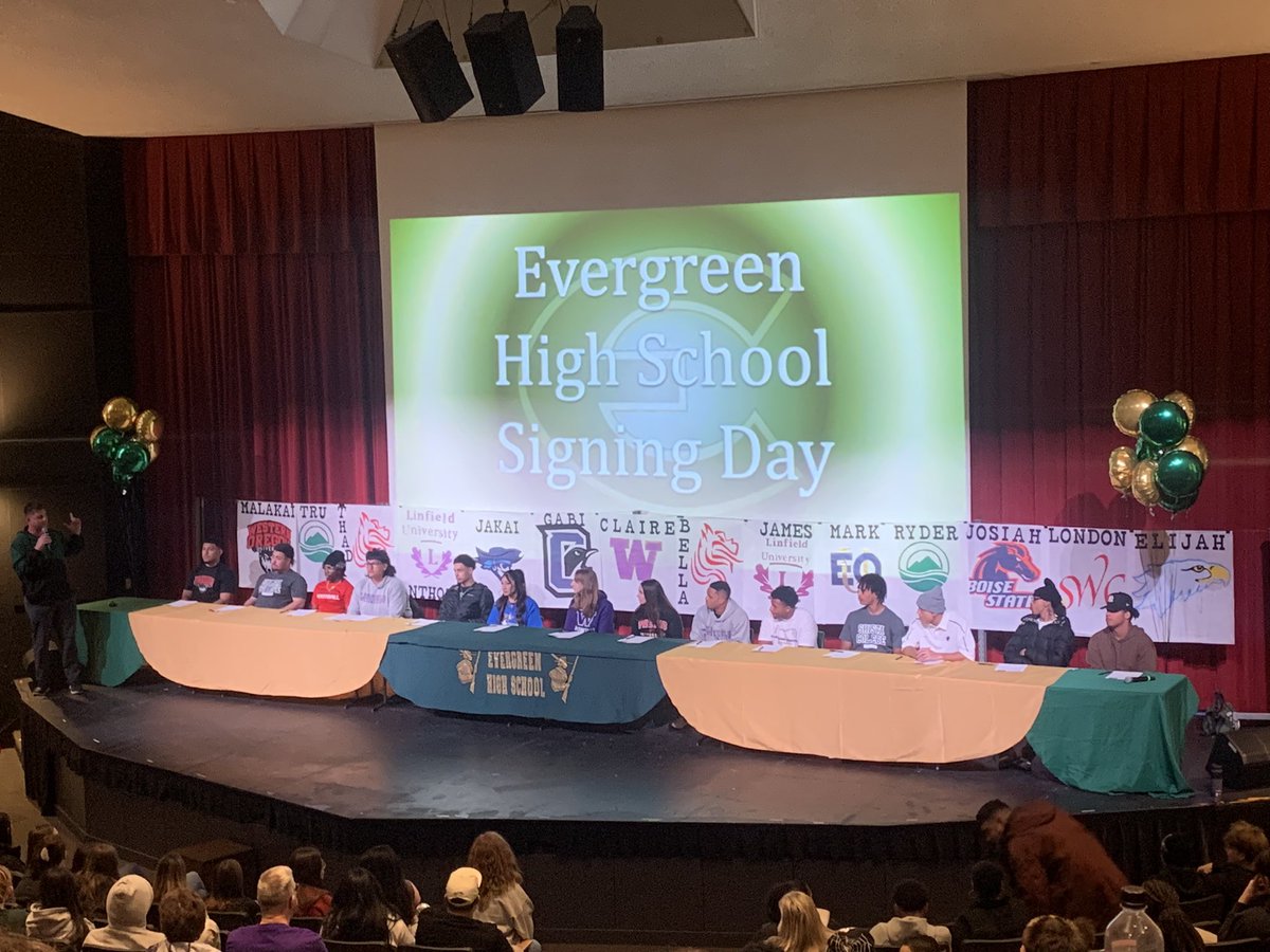 Good thing Makhi Miller (EOU) Sammy Alanis (Shasta) and Jamal Andersen (Kentucky Christian) were out of town today or the stage wouldn’t have been big enough!  14 EHS Football players are moving on to play at the next level and work towards college degrees!  Proud of these kids!