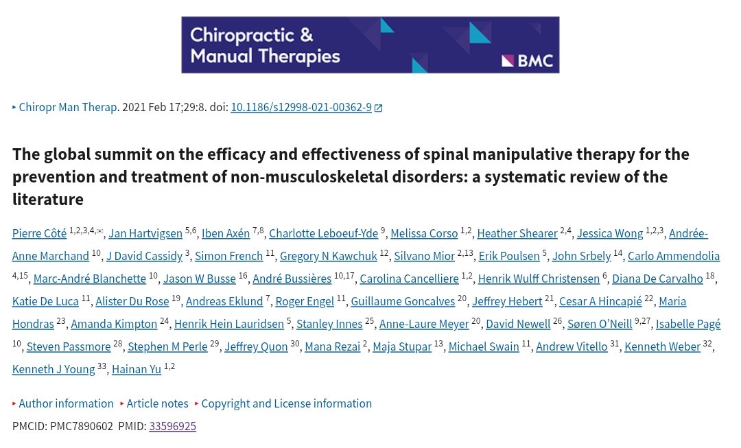 DavidMackeyDPT's tweet image. Global summit concludes there is no evidence that #spinal manipulative therapy can prevent or treat non-musculoskeletal disorders. 

#chiropractor #PhysicalTherapy #chiro #physiotherapy #manipulations