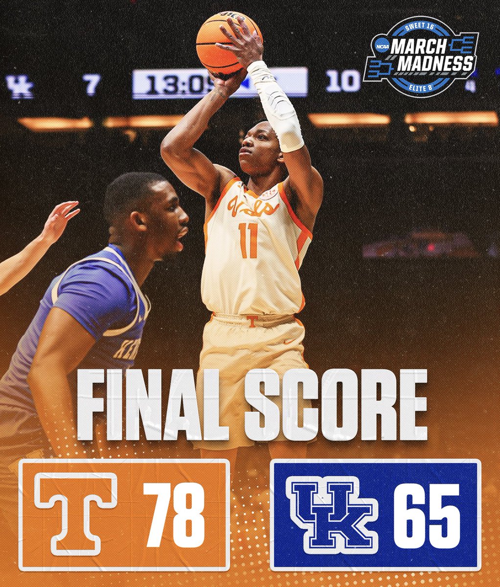 AllVolReport's tweet photo. TENNESSEE IS HEADED TO THE ELITE 8 FOR THE THIRD TIME IN PROGRAM HISTORY https://t.co/dtrW6qIR53