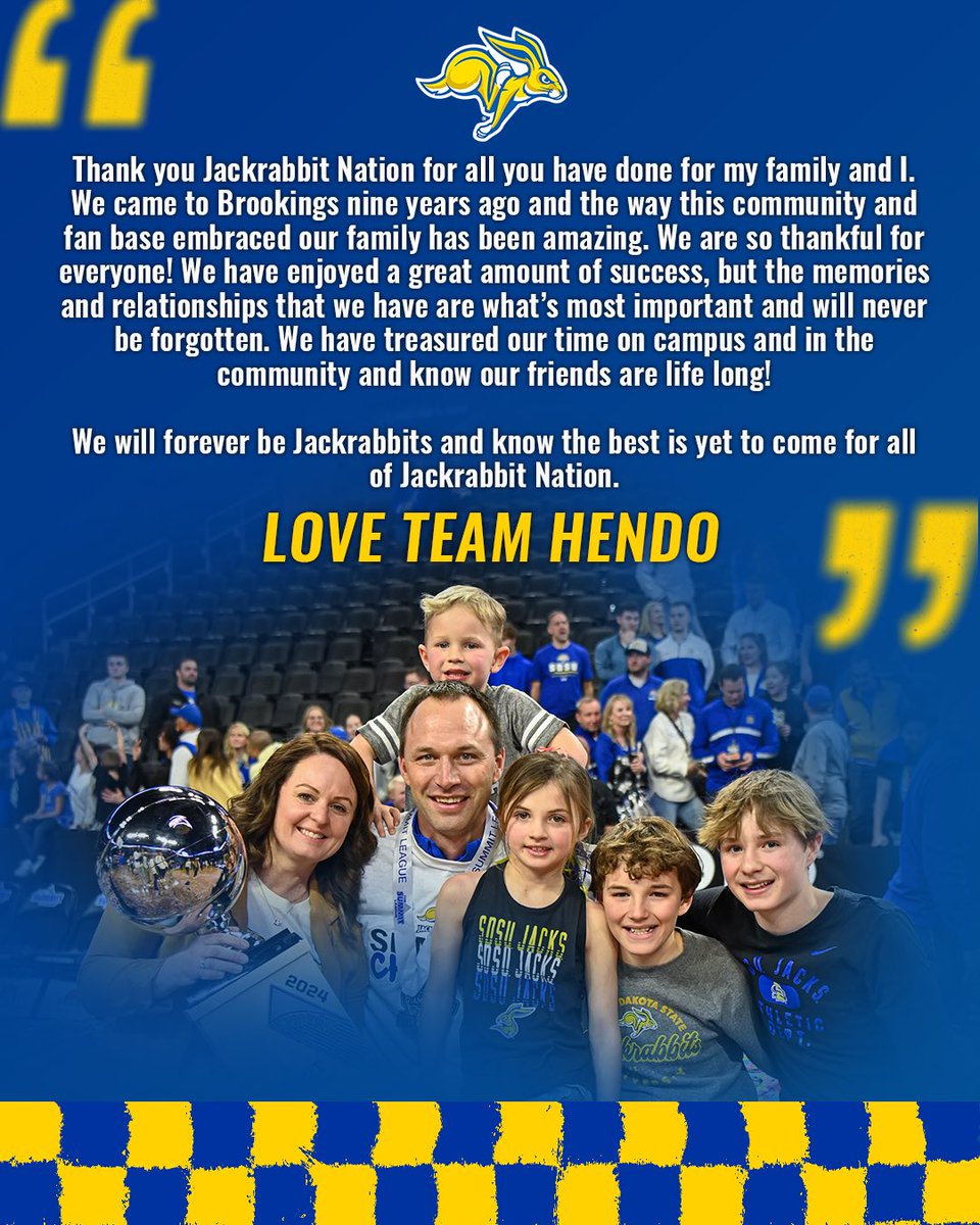 Jackrabbit Nation…Team Hendo loves you…Thank you!