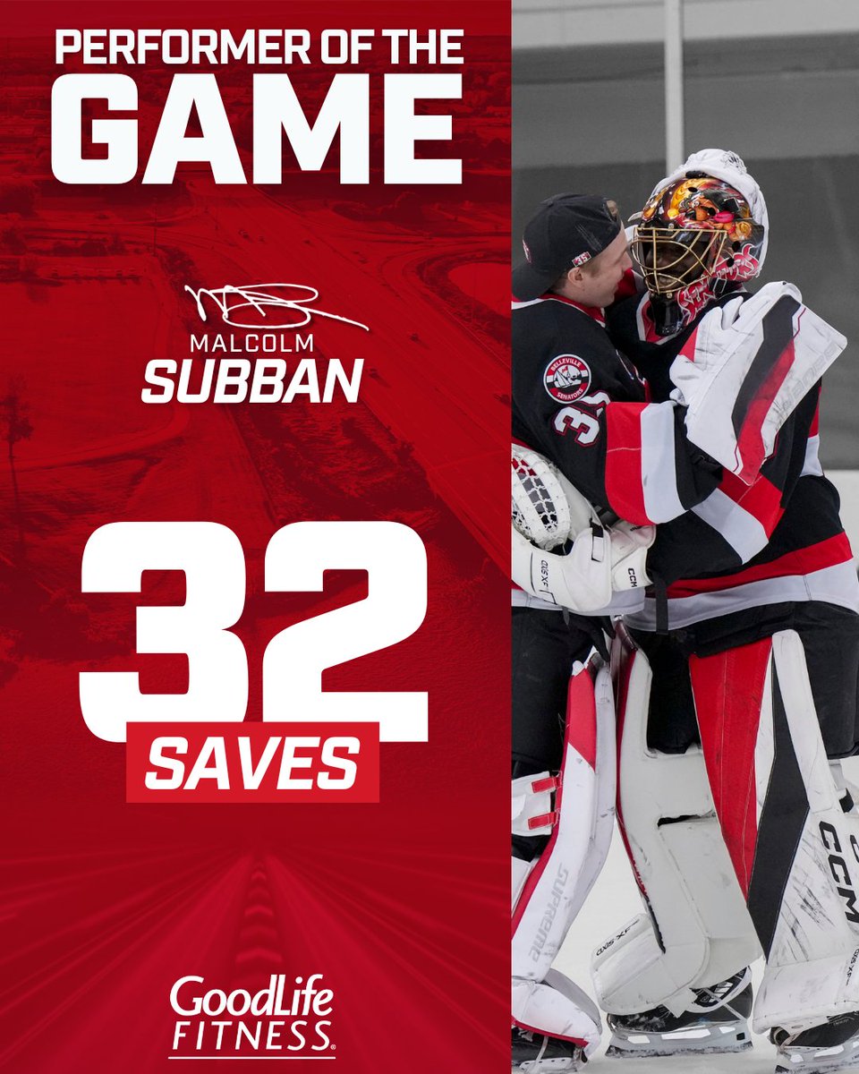 Performer of the Game presented by <a href="/GoodLifeFitness/">GoodLife Fitness</a>

With 32 saves, Malcolm Subban led the #Sens to a crucial win over the Lehigh Valley Phantoms last night!  The playoff battle continues 💪🔥