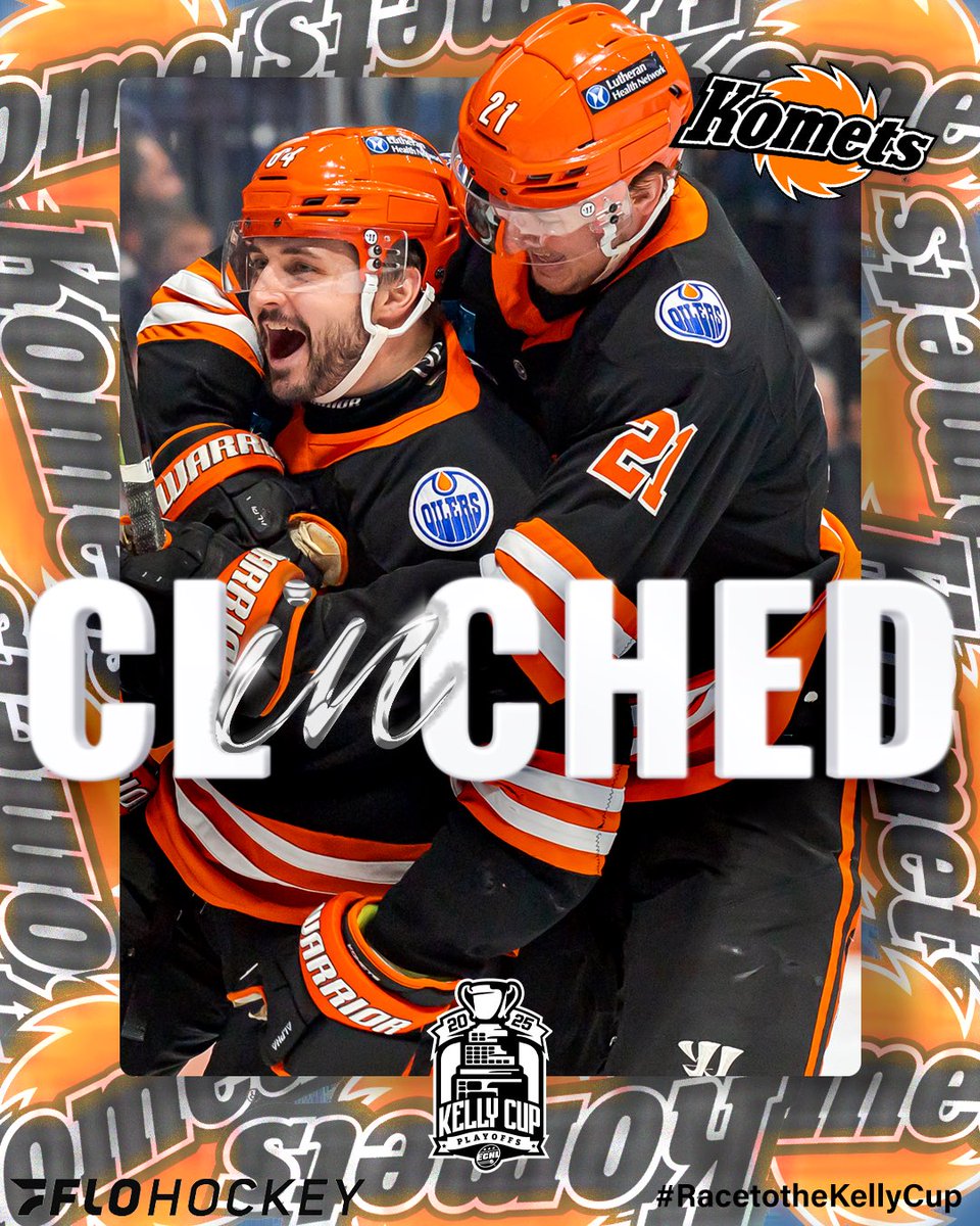 That’ll do it! The <a href="/FWKomets/">Fort Wayne Komets</a> have officially clinched their spot in the 2025 Kelly Cup Playoffs! 👏🏼☄️ #RacetotheKellyCup