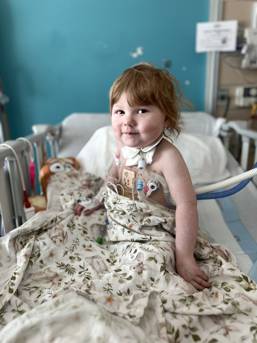 If you ask me she doesn’t look like she just had a major heart surgery on Tuesday. She is doing extremely well. They did a diaphragm ultrasound and the left side that was damaged during her heart surgery last year now has movement. Along with lowering her vent settings to