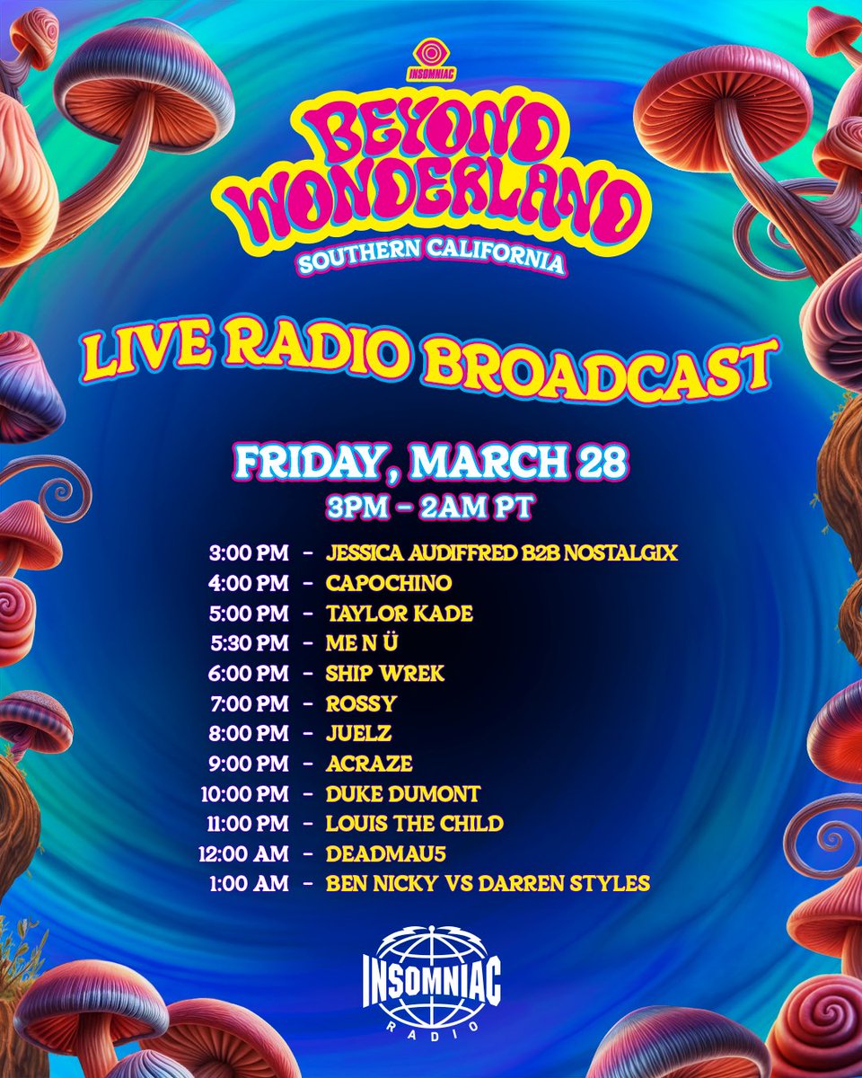 The party is just getting started… what are you waiting for? 🐇🍄🔍

Tune in 👉🏼 InsomniacRadio.com 🎶🔊