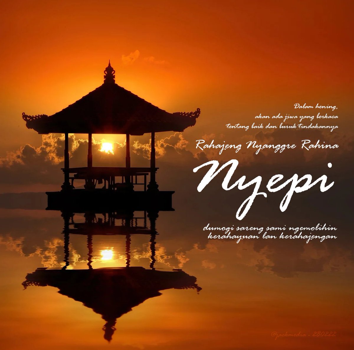 "Dalam Hening Akan Ada Jiwa Yang  Berkata Tentang Baik Dan Buruk Tindakannya"

Rahajeng Nyanggra Rahina Nyepi Caka 1947
Dumogi sarwng sami ngemolihin kerahayuan lan kerahajengan
#nyepi2025