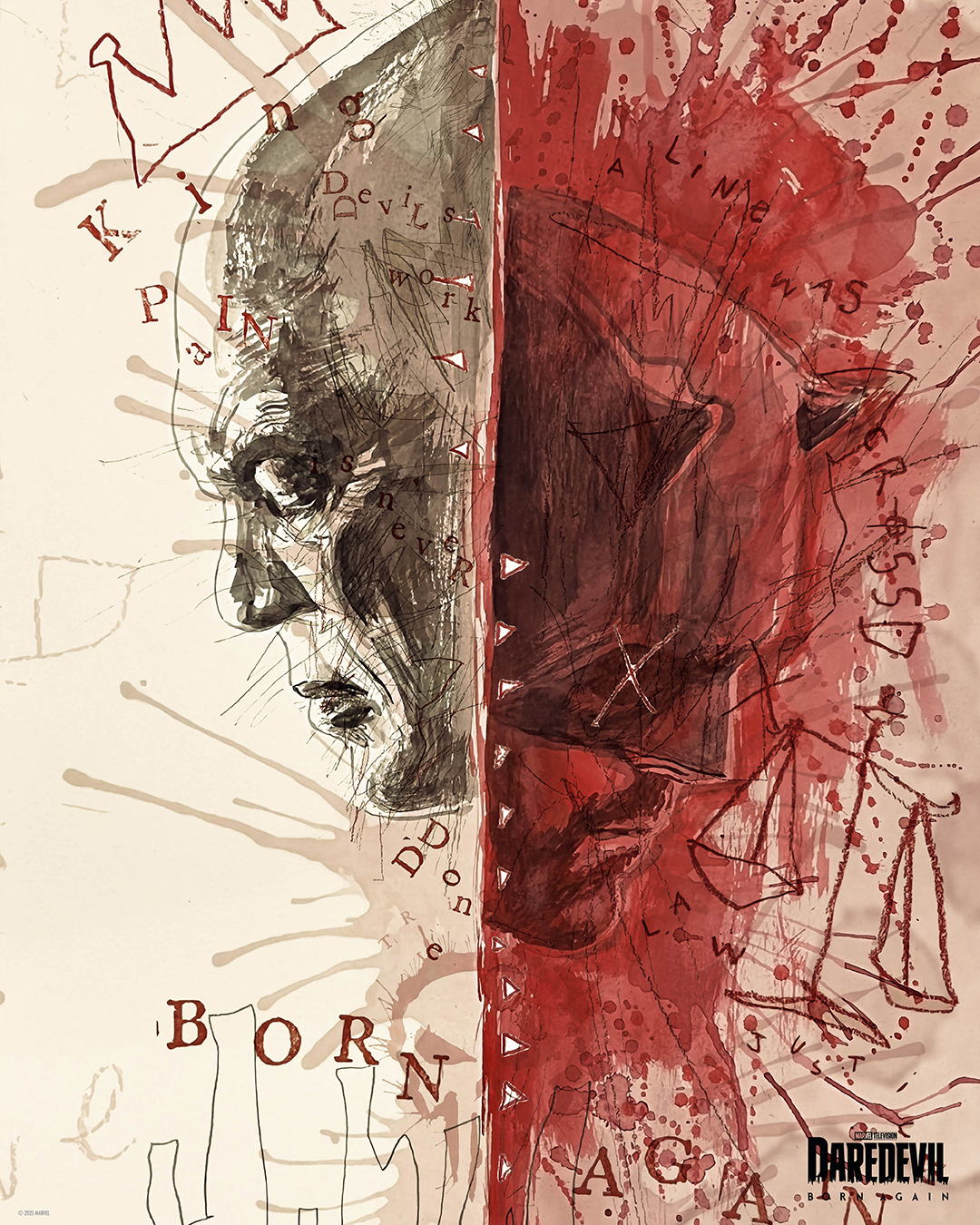 Creatieve Daredevil Born Again karakterposter op Disney Plus België 