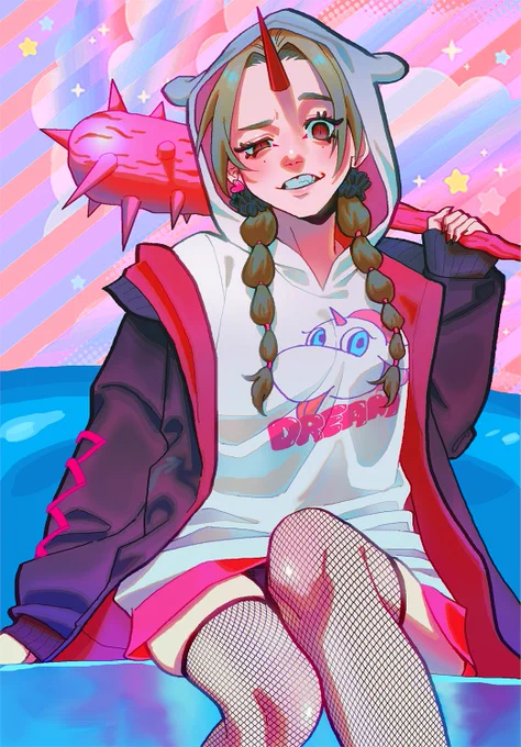 skebにてオリキャラさんを描かせて頂きました～!ユニコーンが好きな鬼娘可愛くて楽しく描きましたありがとうございました! skebは基本常時リクエスト受け付けてますので、ガイドラインを読んだ上でお気軽にリクエストしてください #skeb #commission #commissionopen