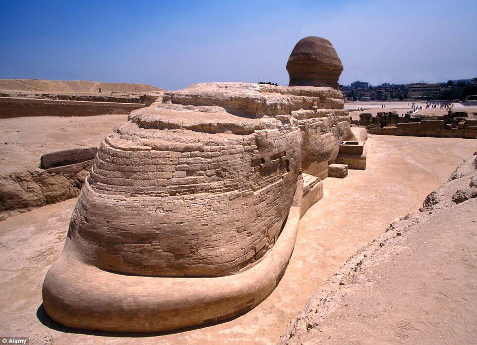 4. A backside view of the Great Sphinx that features its giant tail