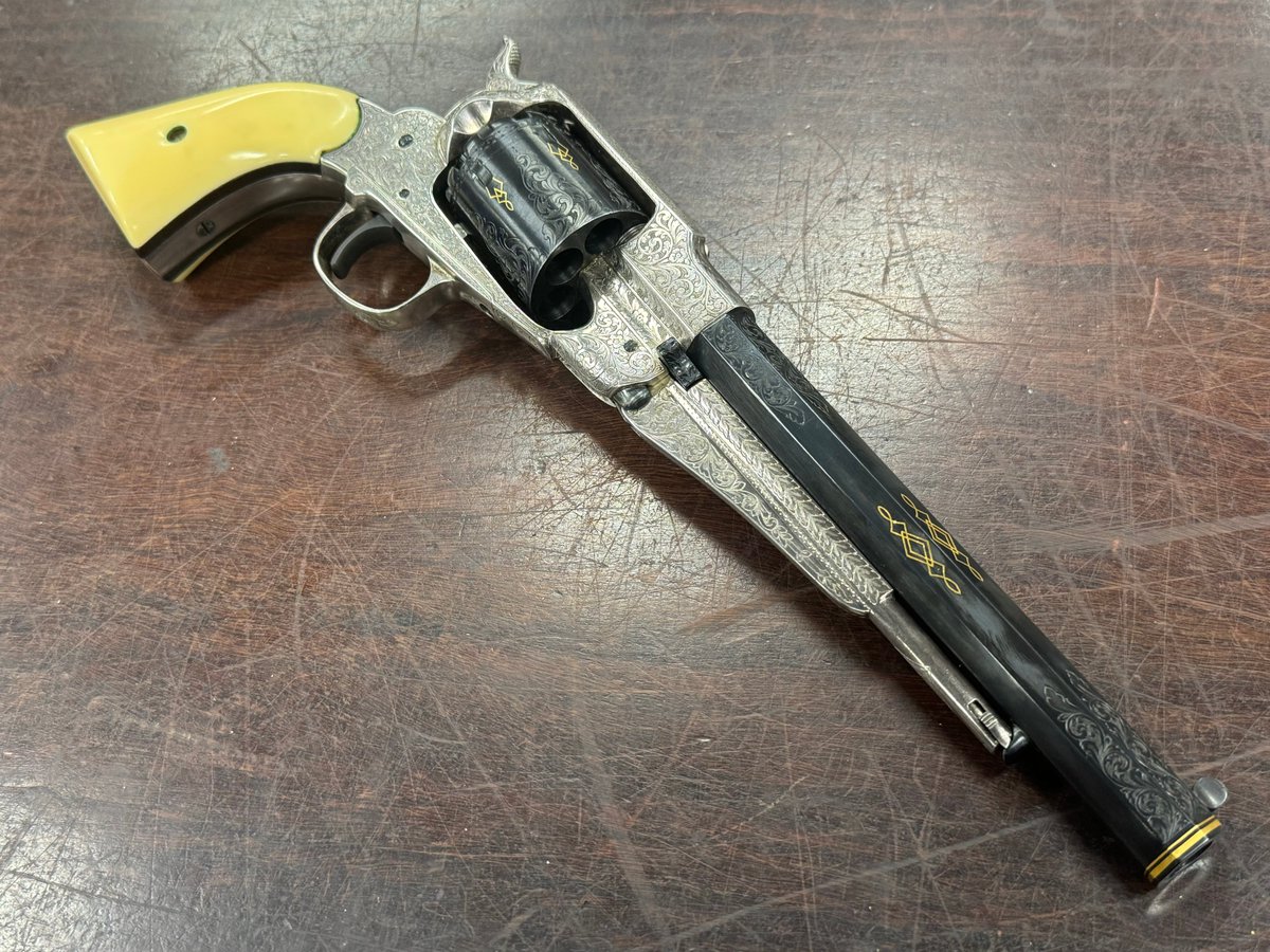 CleaverFirearms's tweet photo. A Very Ornately Engraved Remington 1858 44cal Cap N Ball Black Powder Revolver, produced by Navy Arms....
#remington #model1858 #44cal #blackpowder #falsh #engraved #goldinlay #smoothaction #rarearms #cowboy #sass #collector #rangeready #hardtofind #frontier https://t.co/lu9Juz3AKw