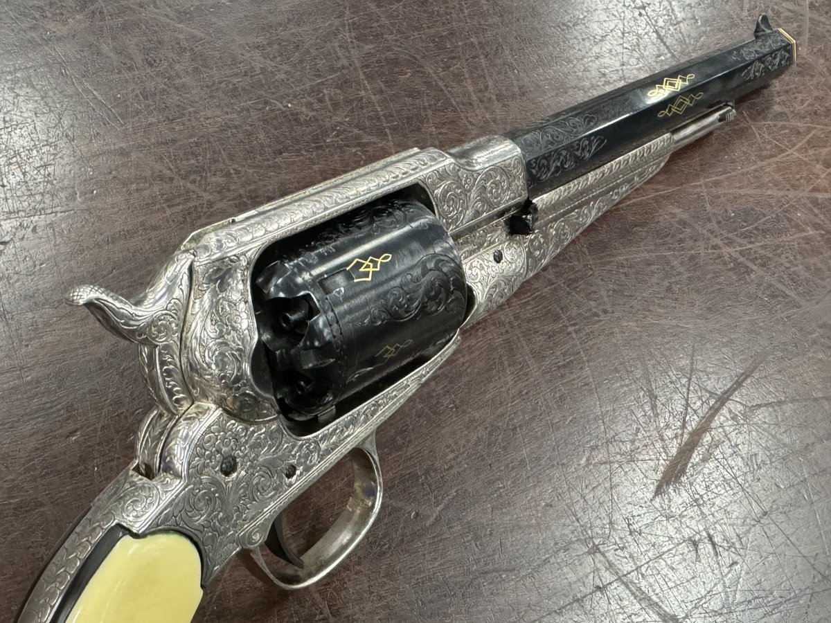 CleaverFirearms's tweet photo. A Very Ornately Engraved Remington 1858 44cal Cap N Ball Black Powder Revolver, produced by Navy Arms....
#remington #model1858 #44cal #blackpowder #falsh #engraved #goldinlay #smoothaction #rarearms #cowboy #sass #collector #rangeready #hardtofind #frontier https://t.co/lu9Juz3AKw