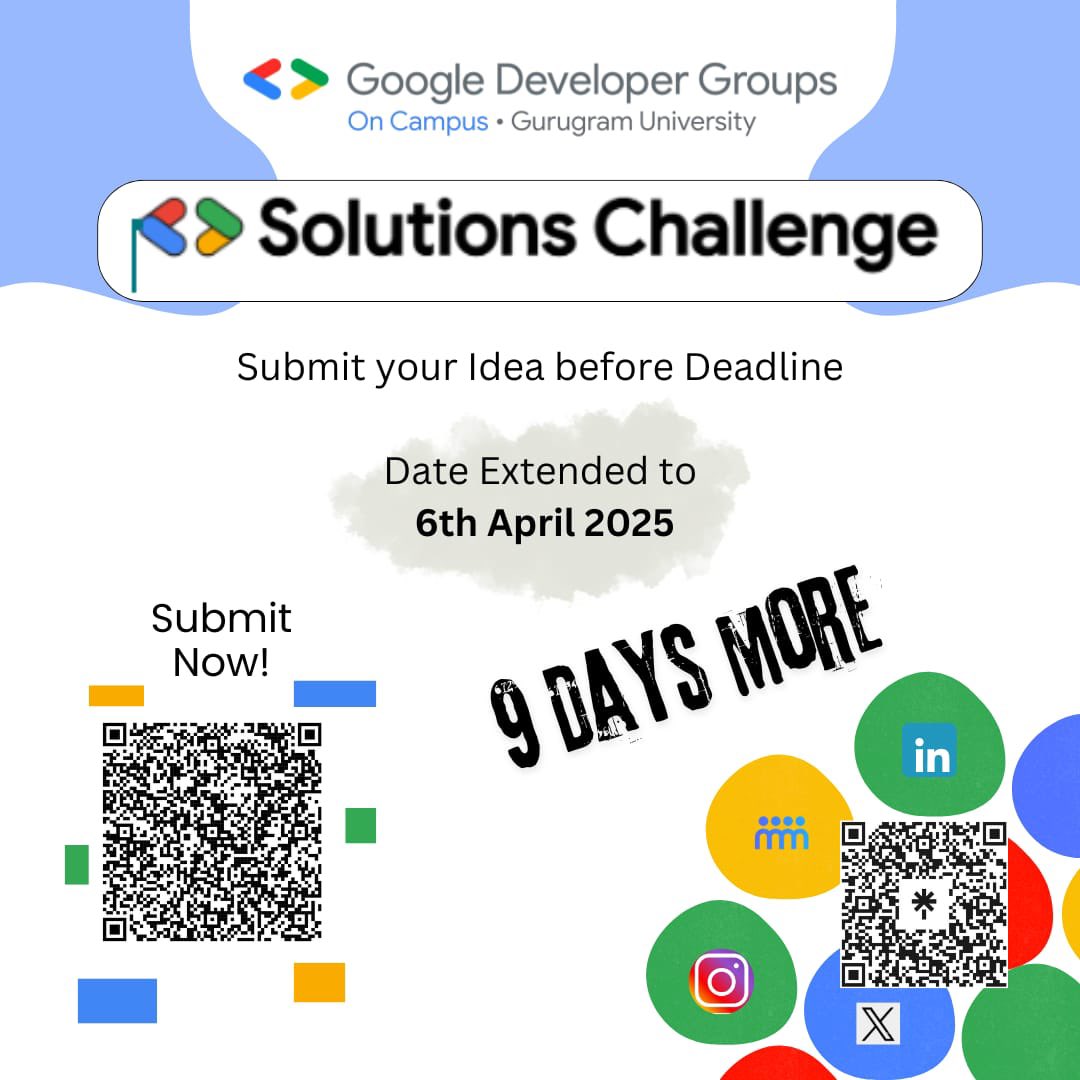 gdg_ongug's tweet image. 🚀**Deadline Extended!** 🚀
You now have **until 6th April 2025** to form your team for the **Google Solutions Challenge**!
**Register Now!** (Attach QR code or link)
#GoogleSolutions Challenge #Deadline Extended
#GDGGUG
@gdggug