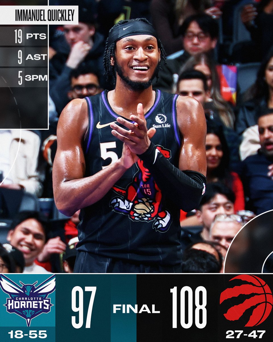🏀 FRIDAY'S FINAL SCORES 🏀

Immanuel Quickley and the <a href="/Raptors/">Toronto Raptors</a> win their 3rd straight game!

Jakob Poeltl: 24 PTS, 12 REB
Scottie Barnes: 18 PTS, 6 REB, 6 AST