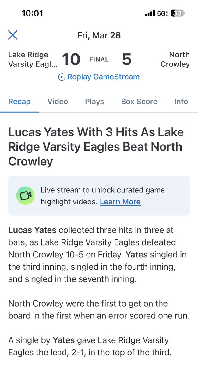 LucasYates2027's tweet photo. Stayed discipline to my approach tonight against North Crowley!! Had clutch RBIs giving us the lead in the top of the third.
3/3 - 3 singles, 1 HBP
3RBIs
@m_30smith @Coach_Ellington @alltheway30 @FiveToolTexas @LRHSBASEBALL #AGTG https://t.co/M2jcUcR8Kd