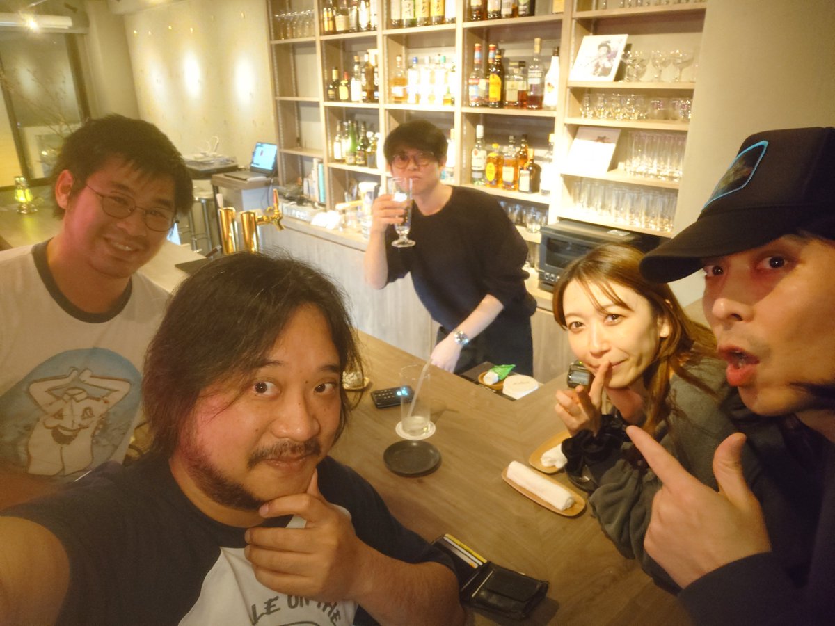 Miko (@mi_koala) on Twitter photo About last night...
Tokyo homies catch-up! Thanks for having us again Kenji-san! Awesome to see <a href="/studiobar_mo4ca/">Studio BAR Mo4ca</a> level up more and more!
<a href="/garbleds/">O'sam Watanabe</a> <a href="/tomomum/">Tmk</a> <a href="/EastGardenStore/">Kenji Qmono</a> <a href="/ToastOfDoom/">ToastOfDoom</a> About last night...
Tokyo homies catch-up! Thanks for having us again Kenji-san! Awesome to see <a href="/studiobar_mo4ca/">Studio BAR Mo4ca</a> level up more and more!
<a href="/garbleds/">O'sam Watanabe</a> <a href="/tomomum/">Tmk</a> <a href="/EastGardenStore/">Kenji Qmono</a> <a href="/ToastOfDoom/">ToastOfDoom</a>