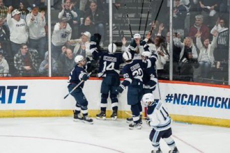 PSUBarstool's tweet photo. PENN STATE UPSETS REGIONAL ONE SEED MAINE 5-1

PENN STATE WILL FACE UCONN SUNDAY WITH A TRIP TO THE FROZEN FOUR ON THE LINE 

WHAT SEASON! 

THE RIDE CONTINUES! https://t.co/OFQCiNojPs