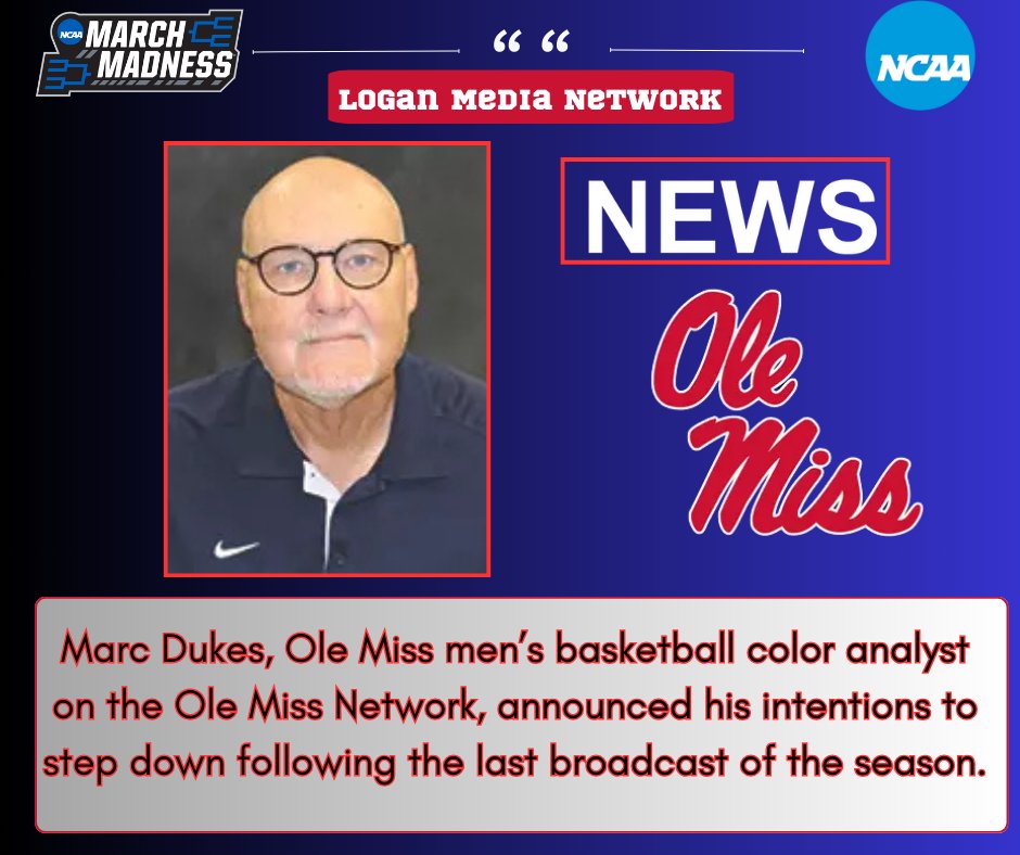 Brad Logan (@bradlogancote) on Twitter photo NEWS: Ole Miss basketball color analyst Marc Dukes (<a href="/thduker/">Marc Dukes</a>) announces his intentions on stepping away from his duties on the radio.
Coach has been at every level of basketball and his knowledge of the game is unmatched.
He’ll be missed. Thanks coach! NEWS: Ole Miss basketball color analyst Marc Dukes (<a href="/thduker/">Marc Dukes</a>) announces his intentions on stepping away from his duties on the radio.
Coach has been at every level of basketball and his knowledge of the game is unmatched.
He’ll be missed. Thanks coach!