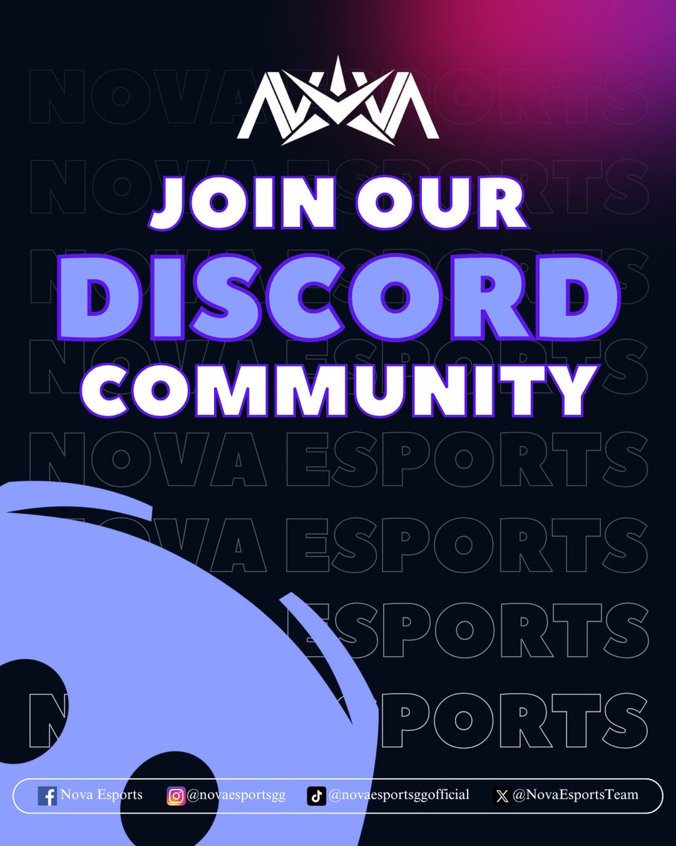 Hey there! Our official Discord channel is now live!🥳

Join us now to get the latest updates and connect with our players!

Nova Esports Discord Teleporter:
discord.gg/RNd7MZmN

#novastrong #NovaEsports #SuperNOVA