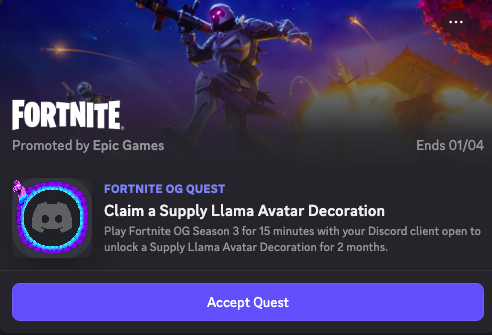 TheCommunityGAM's tweet photo. Go fast claim the decoration of FORTNITE ON DISCORD https://t.co/5pnpwnNk1b
