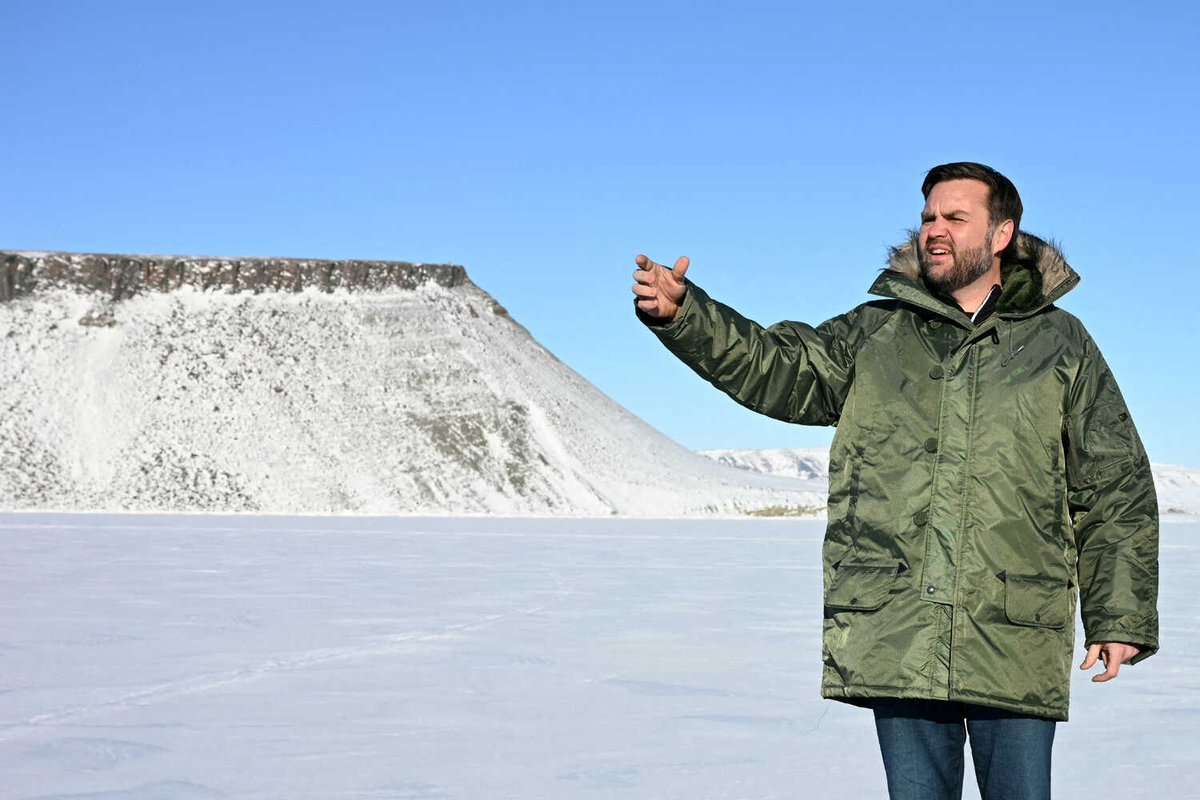 Challenge: Photoshop this pic of JD Vance in Greenland and then share the hell out of it. (Photo by Jim Watson)