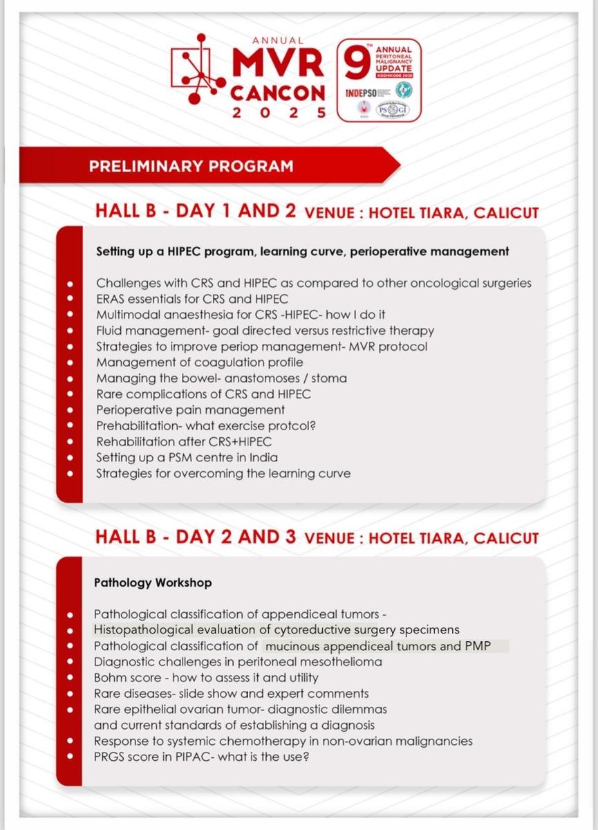 INDEPSO (@indepso) on Twitter photo 🚨 Exciting news!
A pre-conference workshop by Prof. <a href="/PSugarbaker/">Paul H Sugarbaker</a>, once priced in the thousands $$$ at international conferences, is now coming to our next meeting at MVRCCI 🌍✨
And a dedicated #pathology & Peri-op workshop for our #pathology and #Anasthesia colleagues. 🚨 Exciting news!
A pre-conference workshop by Prof. <a href="/PSugarbaker/">Paul H Sugarbaker</a>, once priced in the thousands $$$ at international conferences, is now coming to our next meeting at MVRCCI 🌍✨
And a dedicated #pathology & Peri-op workshop for our #pathology and #Anasthesia colleagues.